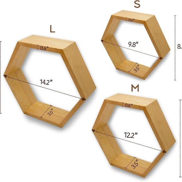 3 Hexagon Shelves- Floating Shelves - Picture 2 of 3